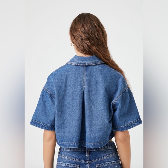 Boxy Cropped Denim Jacket - Picture 3 of 6